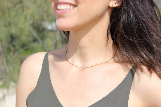 Golden black beaded choker Grace