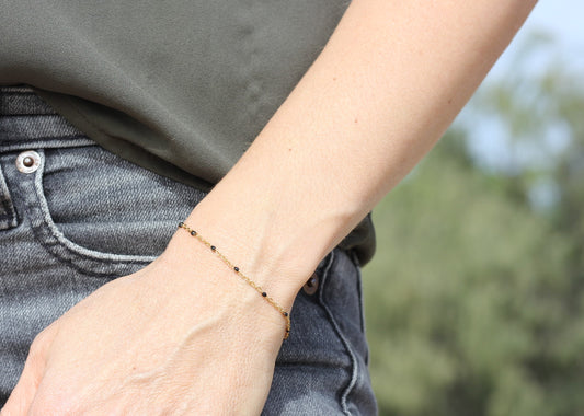 Golden black beaded bracelet Grace