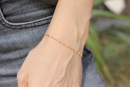 Golden light pink beaded bracelet Grace
