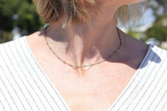 Golden dark blue choker Grace