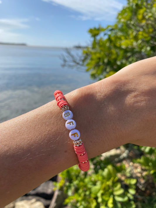 Strawberry pink BFF beaded stretch bracelet Romy