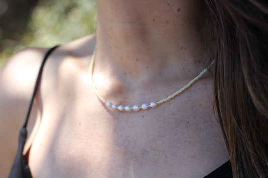 Freshwater pearl ivory beads necklace Eleanor