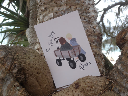 Kids beach trolley, Tea Tree Bay Noosa, ecofriendly postcard