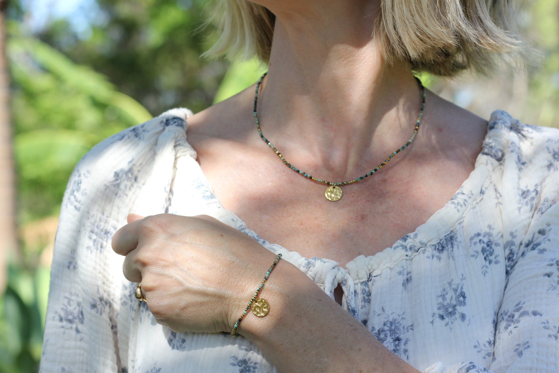 Lagoon necklace and bracelet set SundayMood water safe jewelry Noosa vibes Alba range