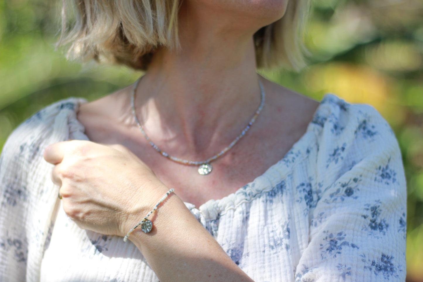 Natural colours necklace and bracelet set Alba jewelry 