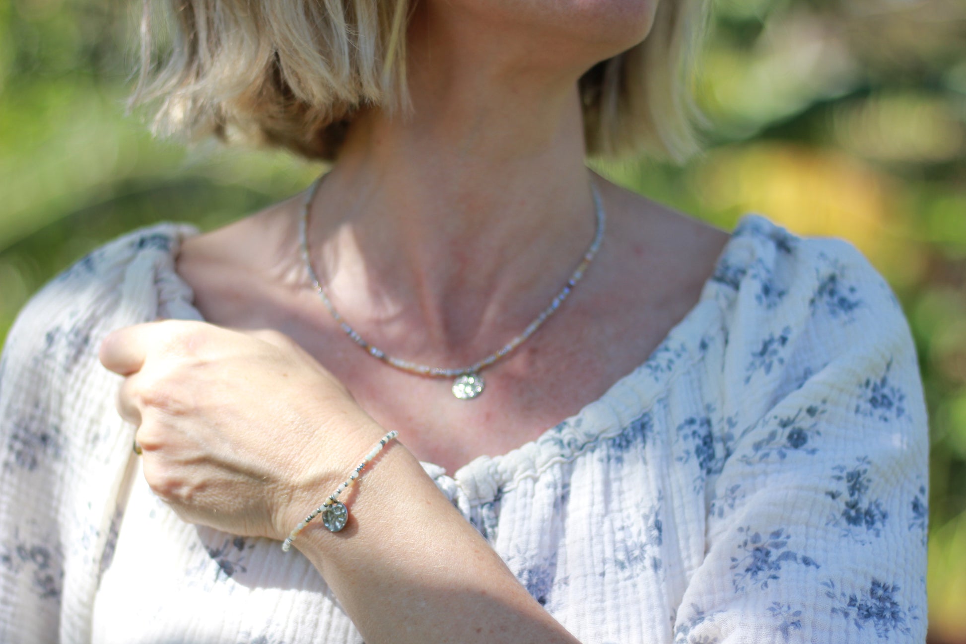 Natural colours necklace and bracelet set Alba jewelry 