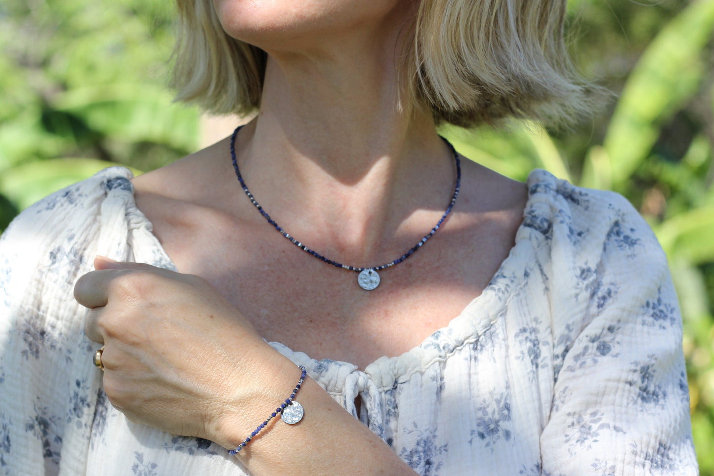 Silver navy Alba jewelry SundayMood water safe