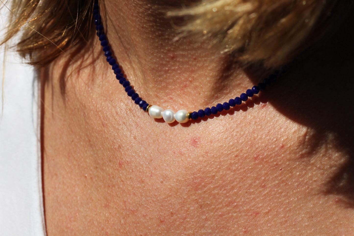 Navy Ocean Blue PEARL Choker Necklace – SUSAN Color Collection