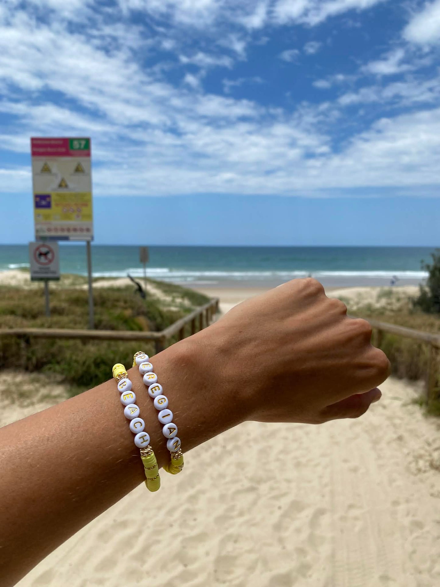 Yellow PEREGIAN beaded stretch bracelet Romy