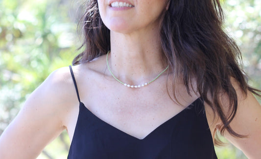 Freshwater pearl sage beads necklace Eleanor