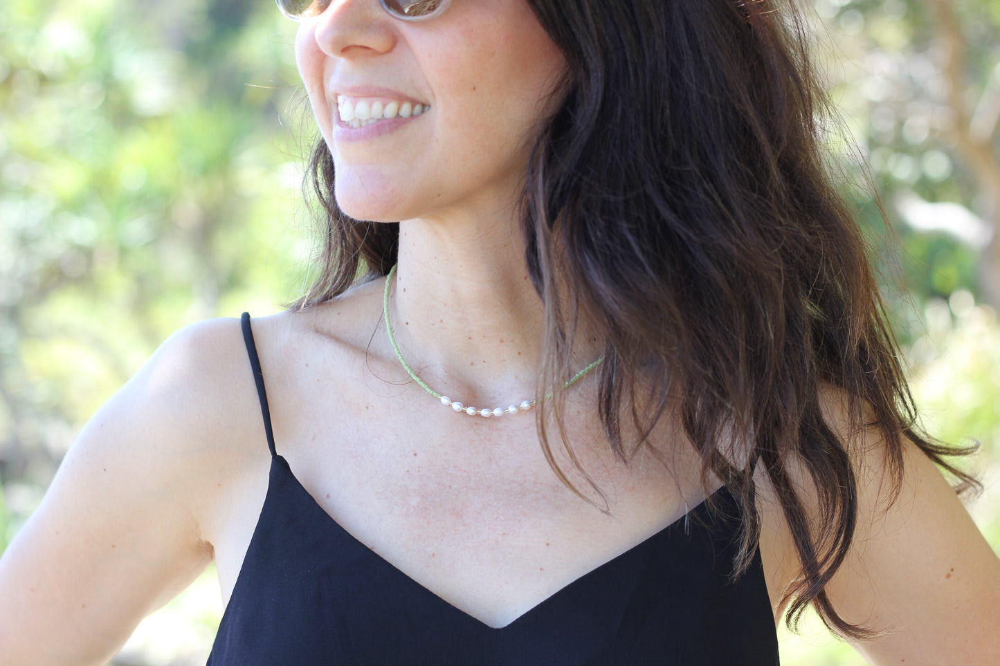Freshwater pearl sage beads necklace Eleanor