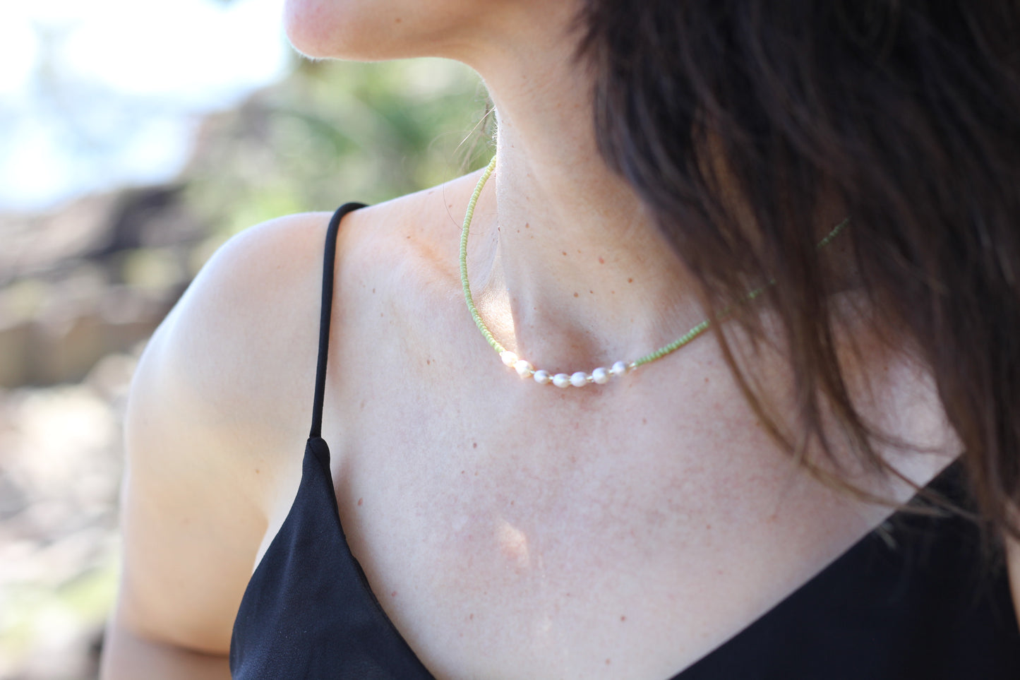 Freshwater pearl sage beads necklace Eleanor