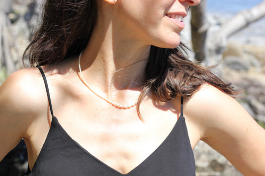 Freshwater pearl silk white beads necklace Eleanor