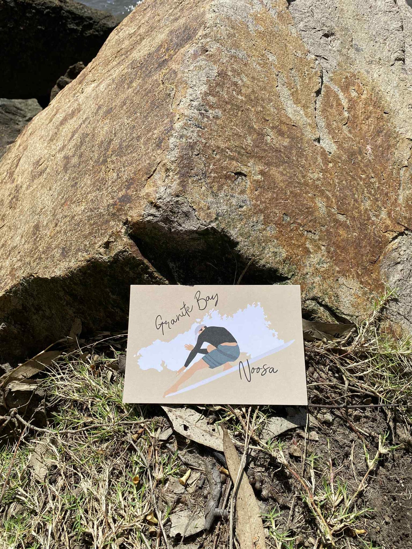 Surfer, Granite Bay Noosa, ecofriendly postcard