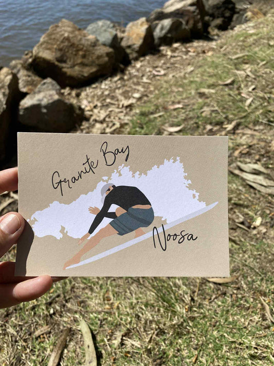 Surfer, Granite Bay Noosa, ecofriendly postcard