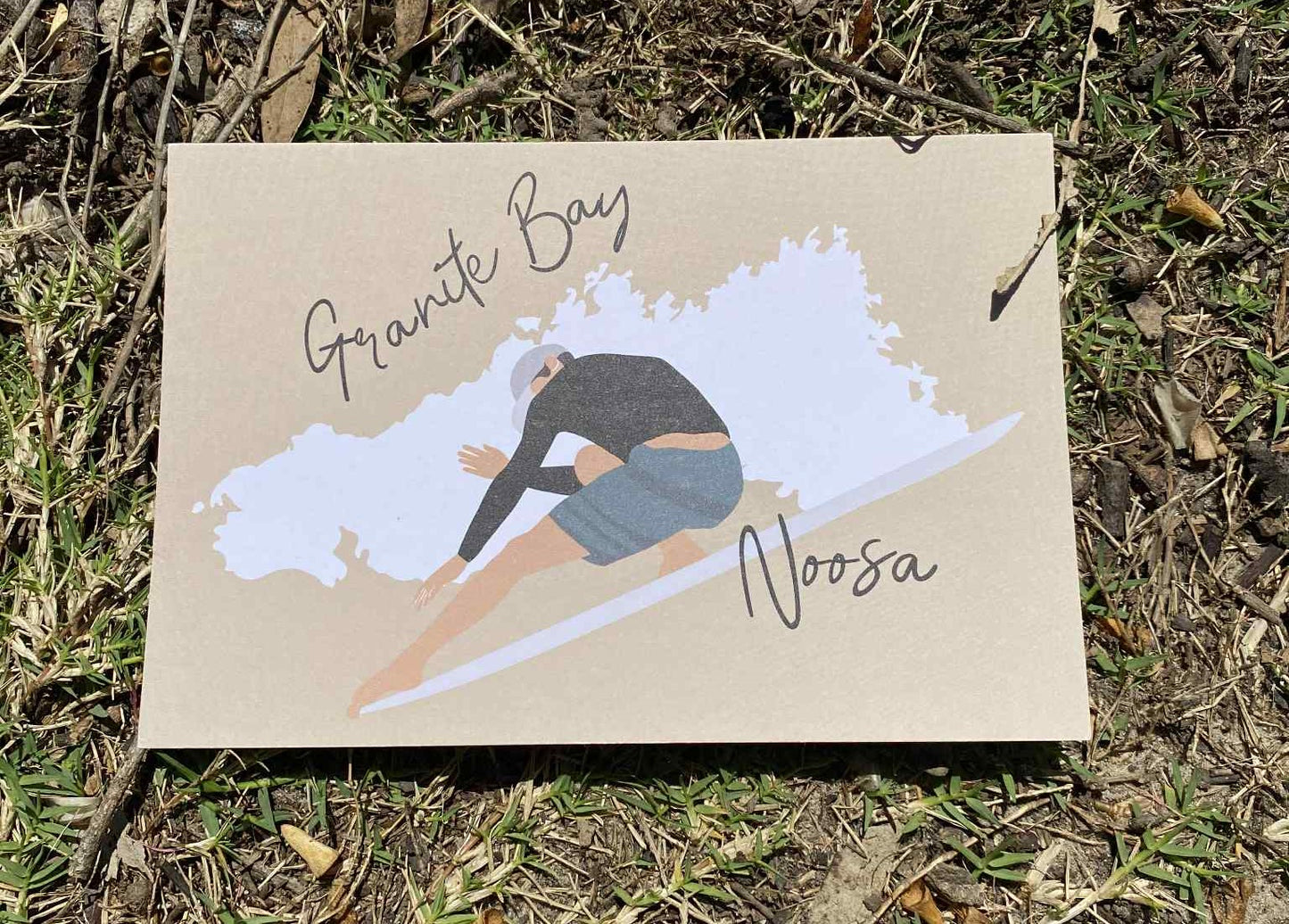 Surfer, Granite Bay Noosa, ecofriendly postcard