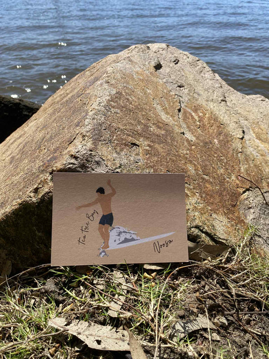 Toes on the nose, Tea Tree Bay Noosa, ecofriendly postcard