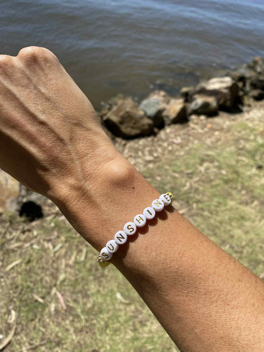 Sunny yellow SUNSHINE beaded stretch bracelet Romy