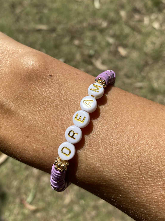 Lilac purple DREAM beaded stretch bracelet Romy