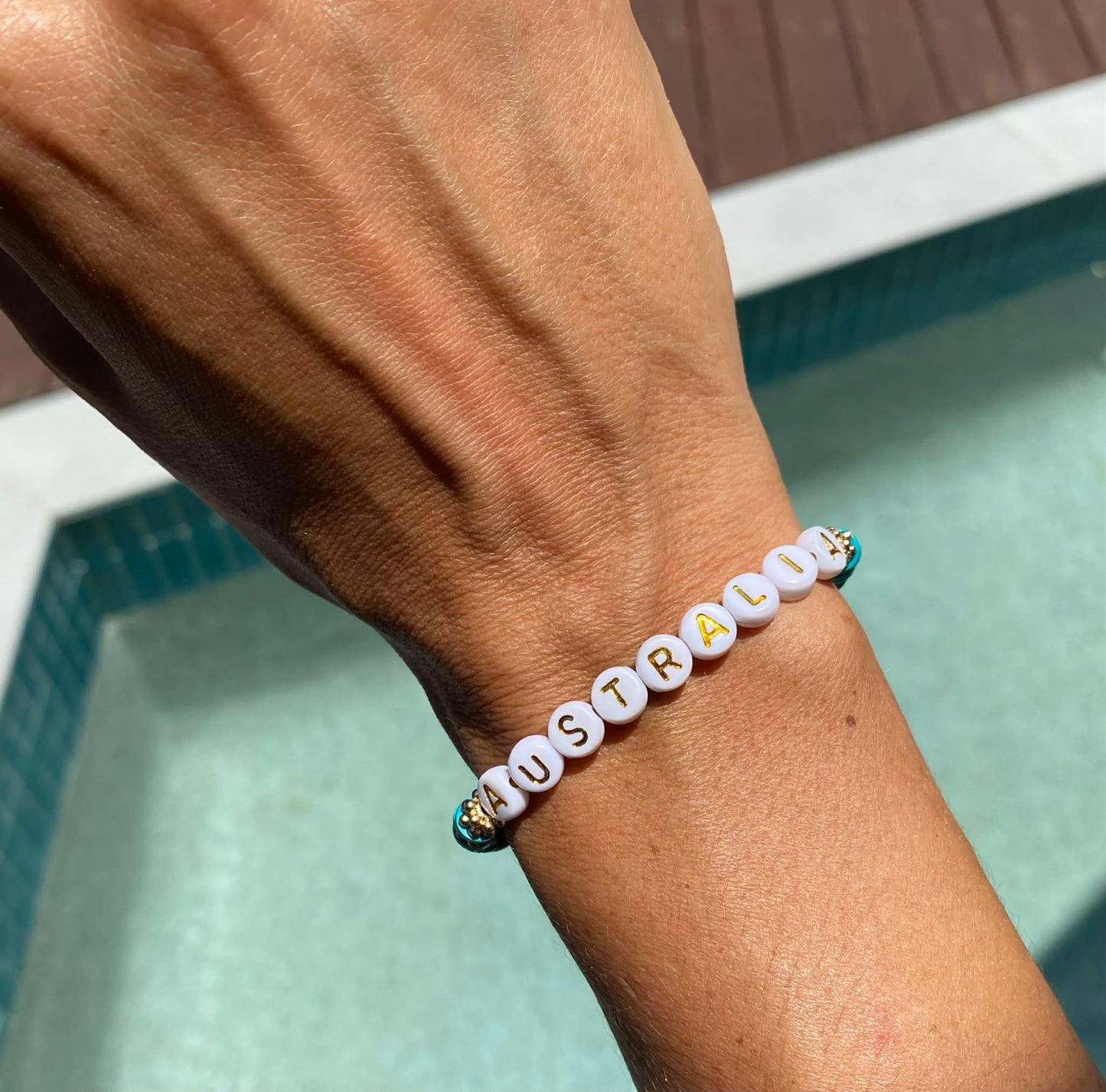 Coastal blue AUSTRALIA beaded stretch bracelet Romy