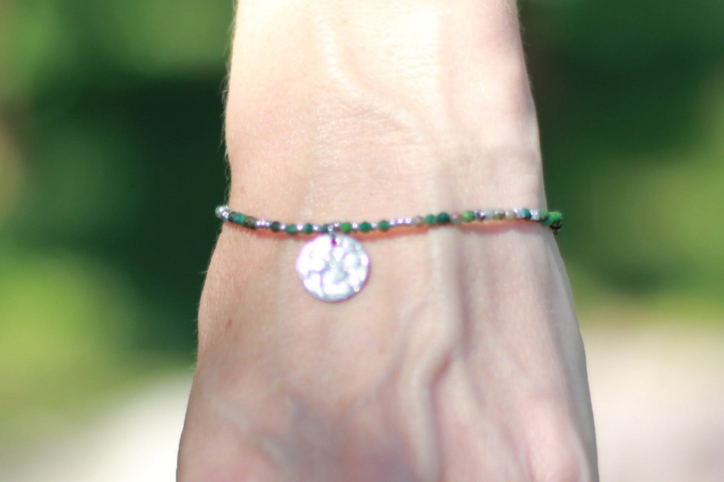 silver and epidote dark green necklace Alba jewelry Sunday Mood water safe