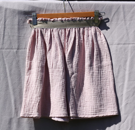 Girl skirt light pink Harriet, double cloth fabric with golden elastic