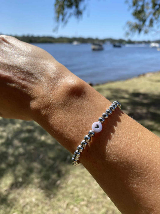 Silvery stretch bracelet Scarlett 1 heart