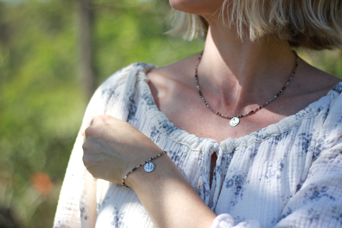 silver tourmaline necklace and bracelet Alba Sunday Mood jewelry Noosa vibes