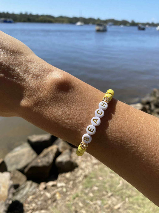 Sunny yellow BEACH beaded stretch bracelet Romy